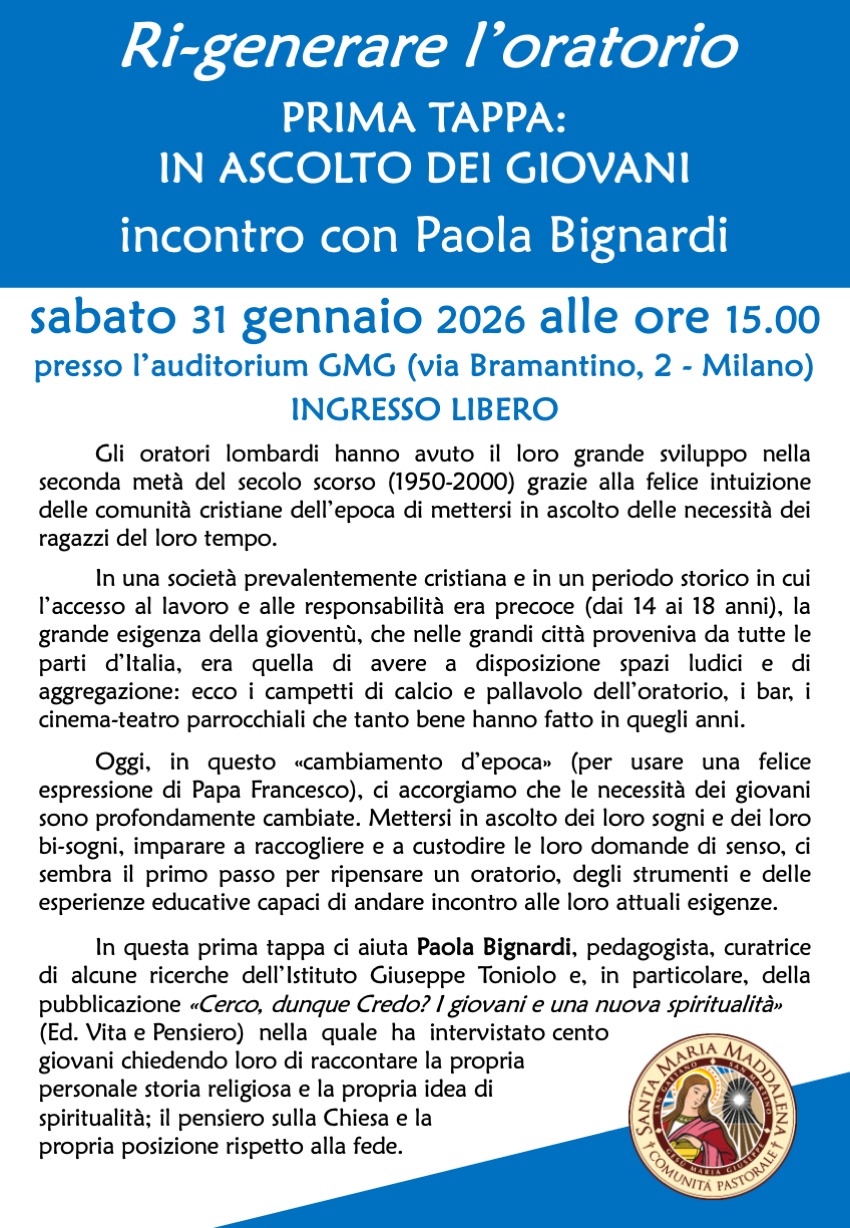 RIGENERARE L'ORATORIO