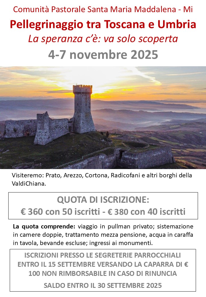 pellegrinaggio in Toscana e Umbria